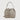 Braun Büffel humus leather bucket bag front view with top handle and drawstring closure