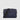 Navy leather crossbody bag front view with adjustable shoulder strap on white background