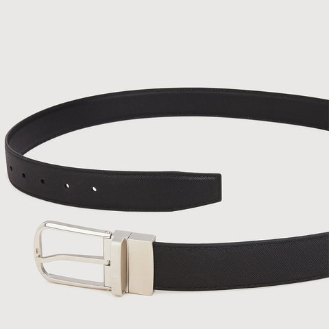 REVERSIBLE SAFFIANO LEATHER BELT WITH NICKEL IN SATIN FINISH STAINLESS STEEL NEEDLE BUCKLE