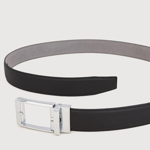 FINE GRAIN PRINTED LEATHER BELT WITH GUN IN SATIN FINISH ALLOY AUTO BUCKLE