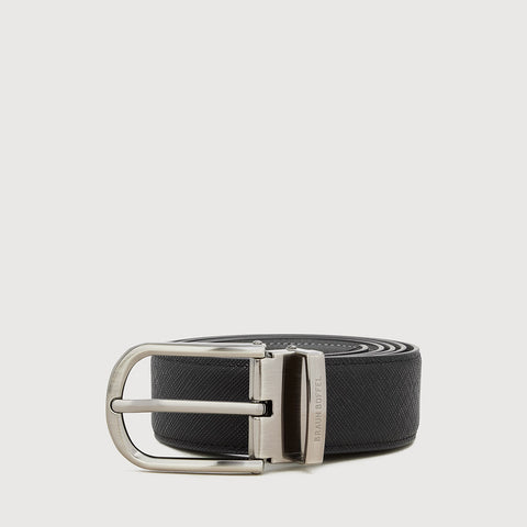 FINE GRAIN PRINTED LEATHER BELT WITH GUN IN SATIN FINISH ALLOY NEEDLE BUCKLE