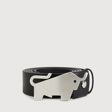 NAPPA LEATHER BELT WITH NICKEL IN SATIN FINISH IN STAINLESS STEEL PLATE BUCKLE