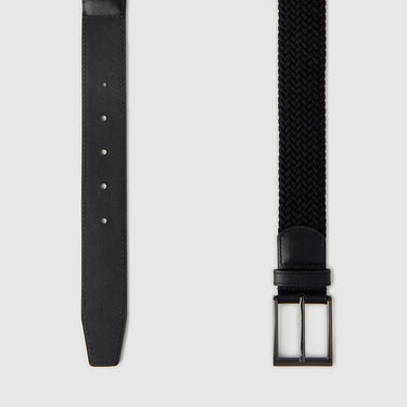 FABRIC BELT IN SATIN GUN FINISH WITH ALLOY NEEDLE BUCKLE