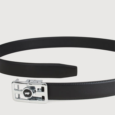 PRINTED LEATHER BELT WITH NICKEL IN SATIN FINISH WITH ALLOY AUTO BUCKLE