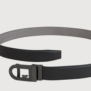 SAFFIANO LEATHER BELT WITH GUN IN SATIN FINISH IN STAINLESS STEEL AUTO BUCKLE
