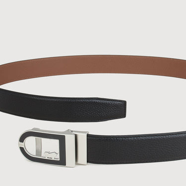 PEBBLE LEATHER BELT WITH NICKEL IN SATIN FINISH IN STAINLESS STEEL AUTO BUCKLE