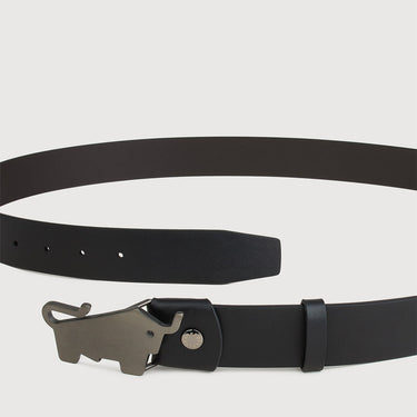NAPPA LEATHER BELT WITH GUN IN SATIN FINISH IN STAINLESS STEEL PLATE BUCKLE