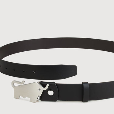 NAPPA LEATHER BELT WITH NICKEL IN SATIN FINISH IN STAINLESS STEEL PLATE BUCKLE