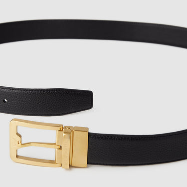 EMBOSSED REVERSIBLE LEATHER BELT IN SATIN GOLD FINISH WITH STAINLESS STEEL BUCKLE
