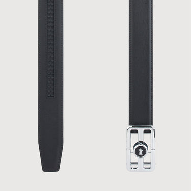 PRINTED LEATHER BELT WITH NICKEL IN SATIN FINISH WITH ALLOY AUTO BUCKLE