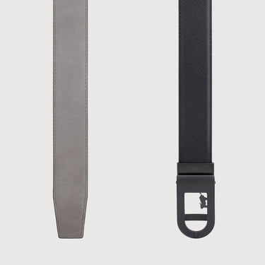 SAFFIANO LEATHER BELT WITH GUN IN SATIN FINISH IN STAINLESS STEEL AUTO BUCKLE
