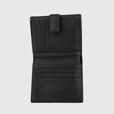 CLAMP BIFOLD SMALL WALLET WITH EXTERNAL COIN COMPARTMENT