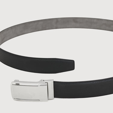SAFFIANO PRINTED LEATHER BELT WITH NICKEL SATIN FINISH IN STAINLESS STEEL NEEDLE BUCKLE