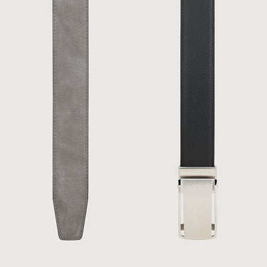 SAFFIANO PRINTED LEATHER BELT WITH NICKEL SATIN FINISH IN STAINLESS STEEL NEEDLE BUCKLE