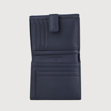 CLAMP BIFOLD SMALL WALLET WITH EXTERNAL COIN COMPARTMENT
