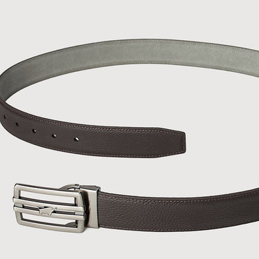 SAFFIANO EMBOSSED LEATHER BELT WITH SATIN GUN ALLOY PLATE BUCKLE