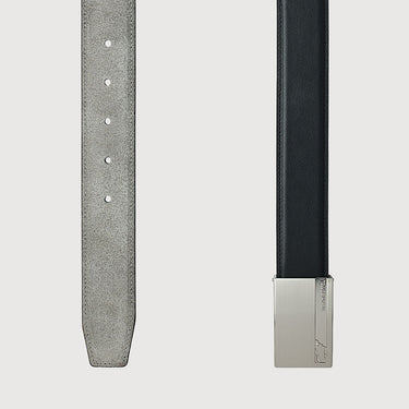 SAFFIANO EMBOSSED LEATHER BELT WITH SATIN NICKEL ALLOY BUCKLE