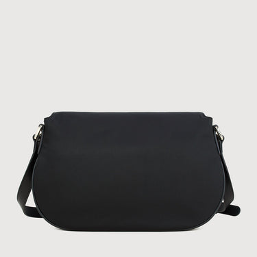 Back view of Braun Büffel MAPLE 13 black leather crossbody bag with adjustable shoulder strap