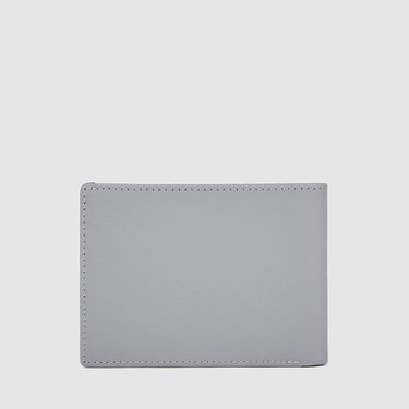 Back view of grey Braun Büffel men’s leather wallet with smooth texture and stitched edges