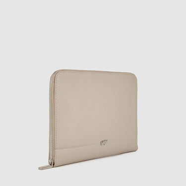 Beige Braun Büffel Craig Clutch with minimalist design and silver logo detail