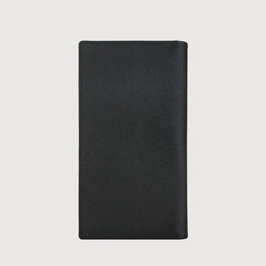 Black leather long wallet with clean finish by Braun Buffel