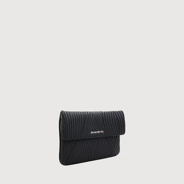Black quilted leather bag with a clasp, featuring the 'BRAUN BUFFEL' logo on the front.
