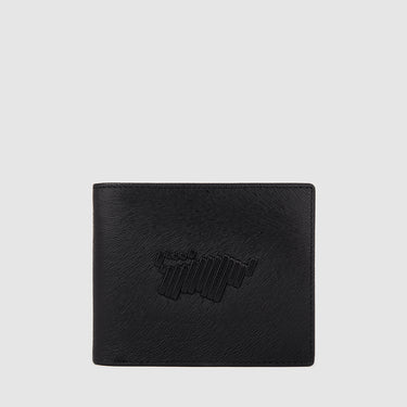 Braun Büffel WEBEN 317 black leather bi-fold wallet with embossed logo, front view
