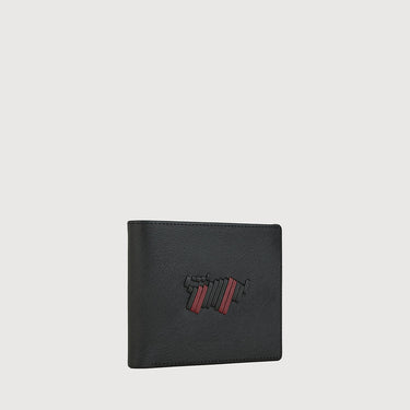 Braun Büffel black leather wallet with red accented buffalo logo