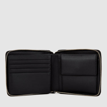 Braun Büffel black zip-around short wallet interior with card slots and inner pocket