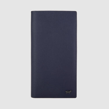 Braun Büffel deep blue long wallet with logo, front view