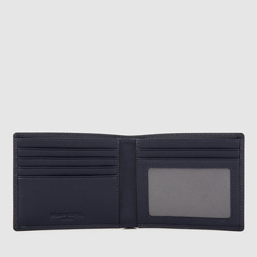 Braun Büffel deep blue men’s bifold wallet interior layout with multiple card slots and ID window