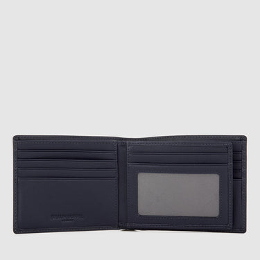 Braun Büffel deep blue short wallet interior with card slots and ID window