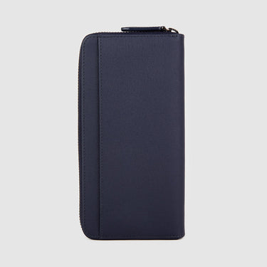 Braun Büffel deep blue zip-around long wallet back view with clean leather finish