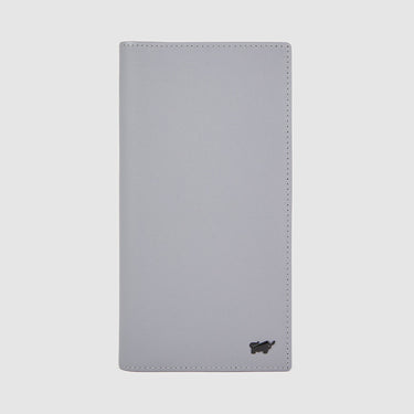 Braun Büffel grey long wallet with logo, front view