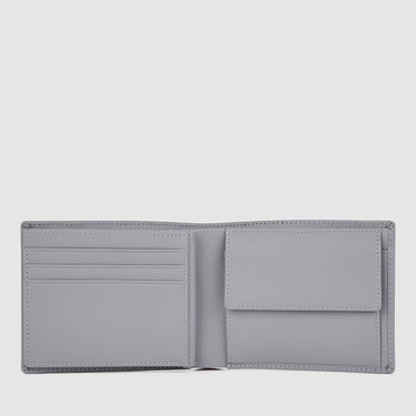Braun Büffel grey short wallet, interior view with card slots and bill compartment