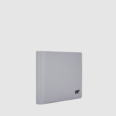 Braun Büffel men’s grey leather wallet shown at angled side view