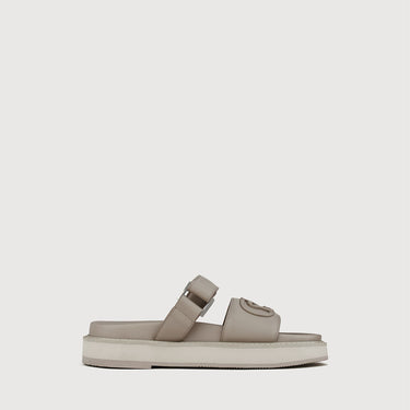 Braun Buffel beige leather slide sandal