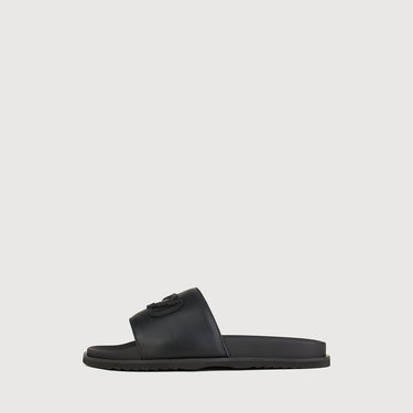 Braun Buffel black leather slide sandal profile