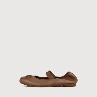 Braun Buffel brown leather flat shoe lateral view