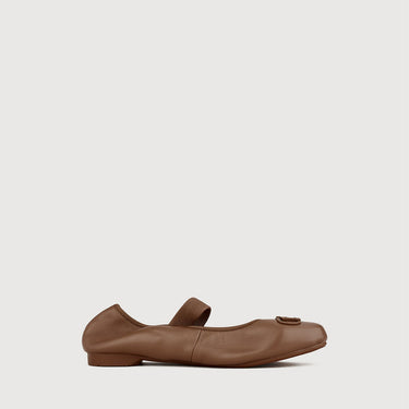 Braun Buffel brown leather flat shoe side profile