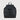 Front view of black leather drawstring backpack with flap closure by Braun Büffel