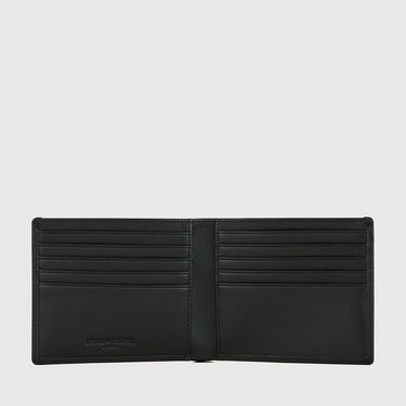 Full interior view of Braun Büffel black leather wallet with multiple card slots