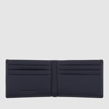 Full interior view of deep blue Braun Büffel men’s leather wallet with multiple card slots and smooth lining