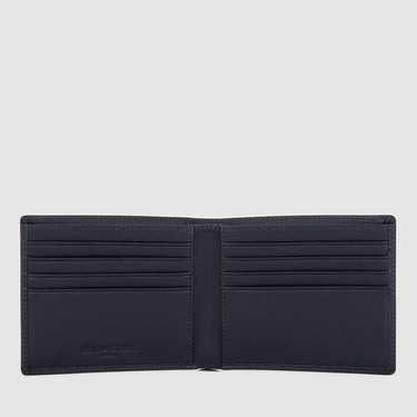 Interior layout of deep blue Braun Büffel men’s leather wallet with multiple card slots and slim profile