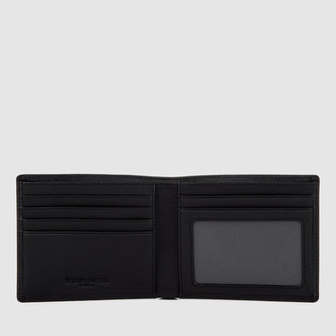 Interior view of Braun Büffel black men’s wallet showing multiple card slots and clear ID window