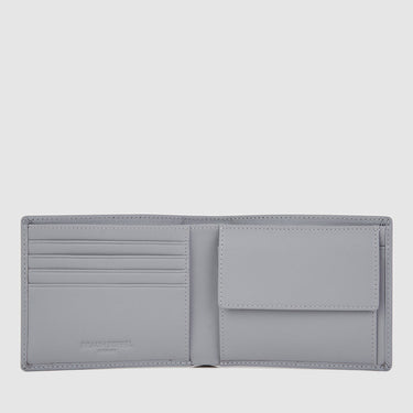 Interior view of Braun Büffel grey men’s bifold wallet with card slots and flap coin pocket