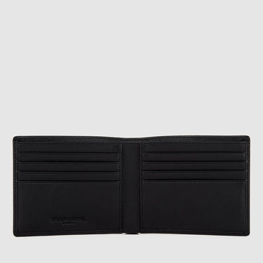 Interior view of black Braun Büffel men’s leather wallet with multiple card slots