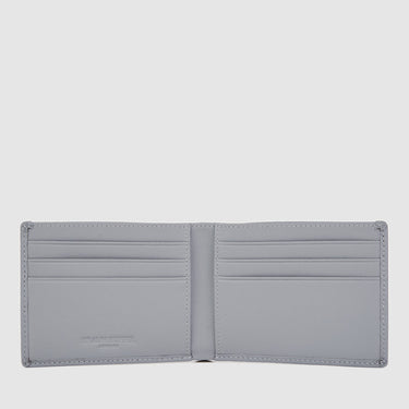 Interior view of grey Braun Büffel men’s leather wallet with multiple card slots and clean layout