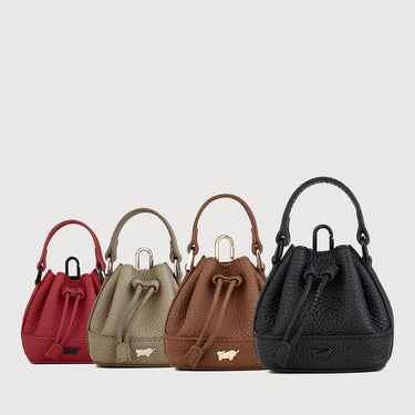 Mini leather drawstring charm bags 
