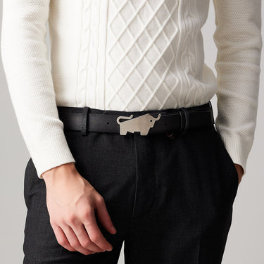 NAPPA LEATHER BELT WITH NICKEL IN SATIN FINISH IN STAINLESS STEEL PLATE BUCKLE